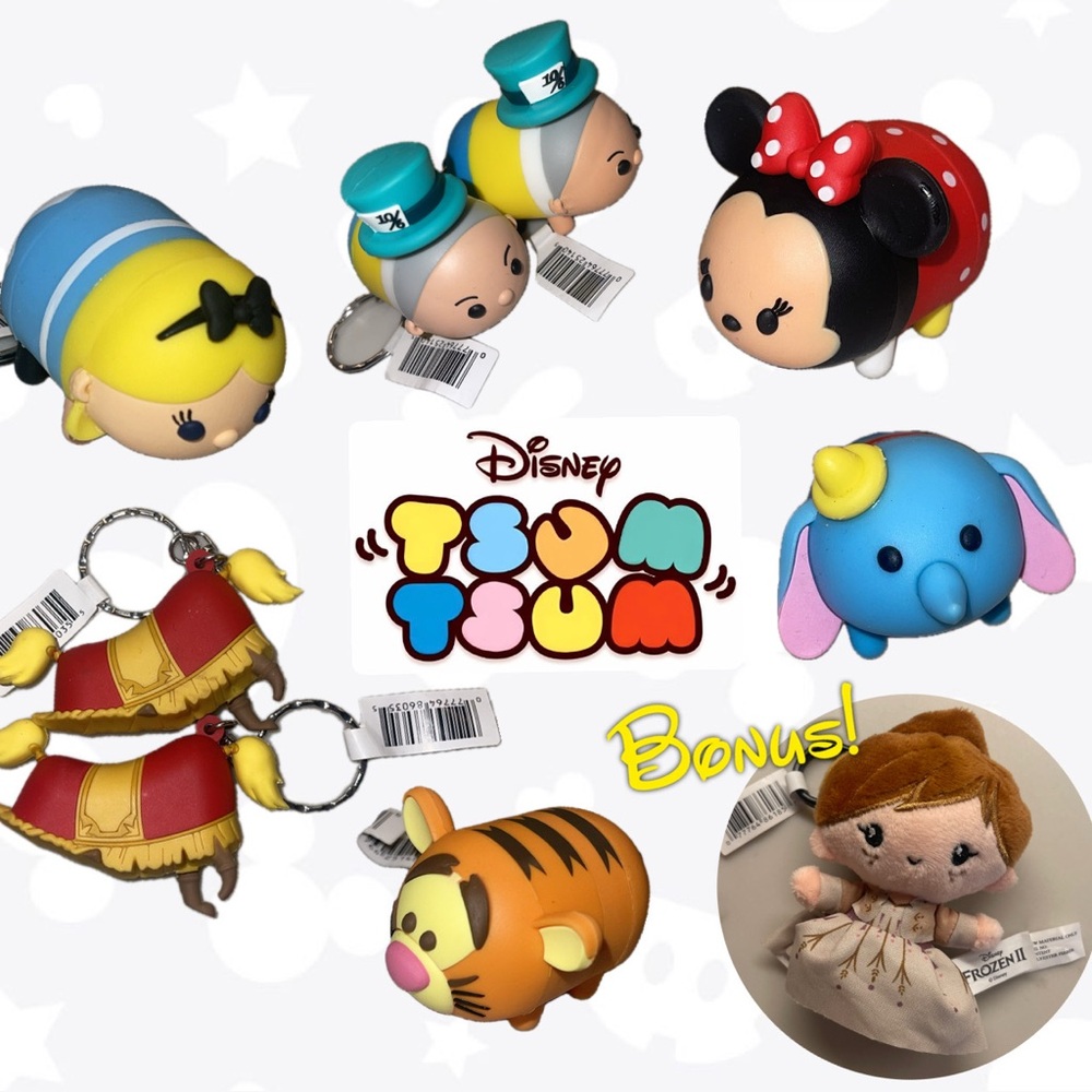 Disney Tsum Tsum Keychain Lot (8) + BONUS Plush